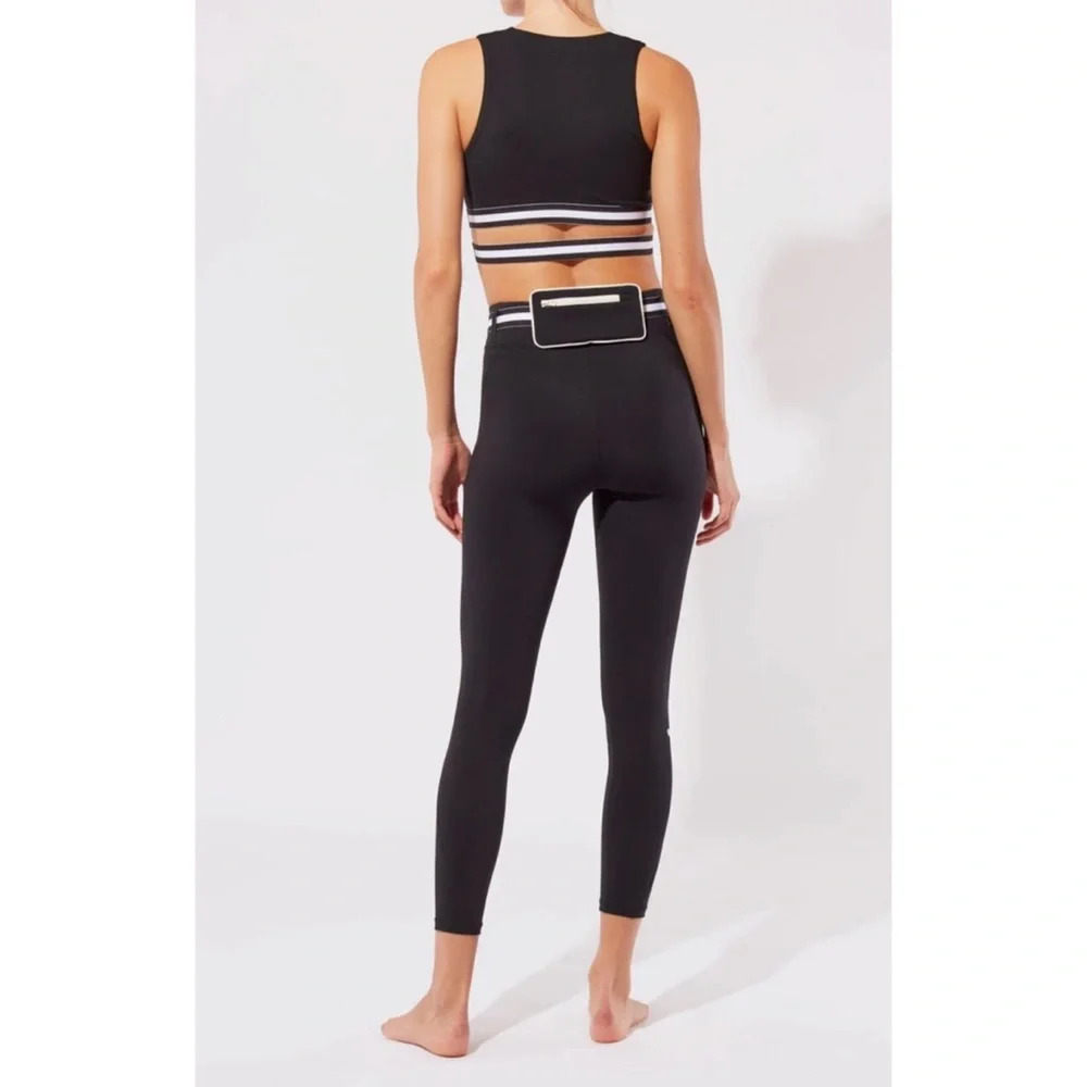 $128 Solid & Striped Trek Belt Bag Leggings Black Blackout Small High Waist - Picture 4 of 9